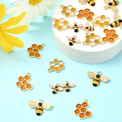 20Pcs 4 Styles Light Gold Plated Alloy Enamel Pendants&nbsp;ENAM-YW0004-47
