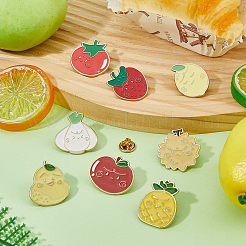 8Pcs 8 Styles Fruits/Vegetables Alloy Enamel Lapel Pin Backs for Backpack Clothes&nbsp;JEWB-FH0002-87