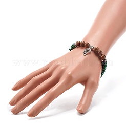 Reiki Natural Ruby & Wenge Wood Beads Stretch Bracelet&nbsp;BJEW-JB06896-03