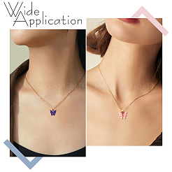 10Pcs 10 Colors Acrylic Butterfly Pendant Zinc Alloy Chain Necklaces&nbsp;NJEW-GO0001-19