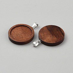Wooden Pendant Cabochon Settings&nbsp;FIND-WH0817-034P-02A
