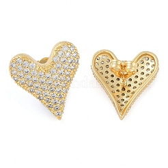 Brass Pave Clear Cubic Zirconia Stud Earrings for Women&nbsp;EJEW-S225-09G-02