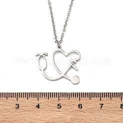 304 Stainless Steel Heart Shaped Stethoscope Pendant Necklaces for Women&nbsp;NJEW-B158-03P