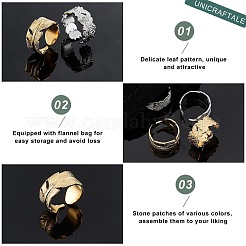 4Pcs 4 Style Ion Plating(IP) 304 Stainless Steel Cuff Rings&nbsp;STAS-UN0032-84