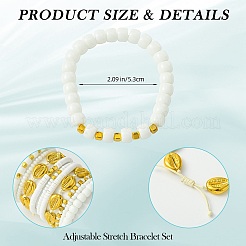 10Pcs 10 Styles Handmade Polymer Clay & Glass Seed Beaded Stretch Bracelet Sets&nbsp;BJEW-SW001581