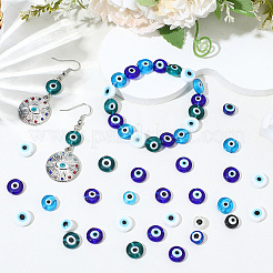 50Pcs 5 Colors Handmade Evil Eye Lampwork Beads&nbsp;LAMP-PA0001-30