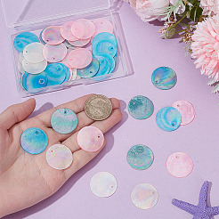 48Pcs 4 Styles AB Color Plated Natural Capiz Shell Pendants&nbsp;SSHEL-ME0001-04