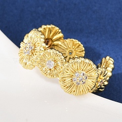 Brass Micro Pave Cubic Zirconia Cuff Rings&nbsp;RJEW-C139-03G