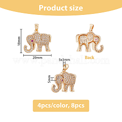 8Pcs 2 Colors Ion Plating(IP) Brass Micro Pave Cubic Zirconia Pendants&nbsp;KK-DC0002-91