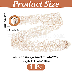 Cloth Woven Rhombus with Wood Chain Belts for Women&nbsp;AJEW-WH20019-125B