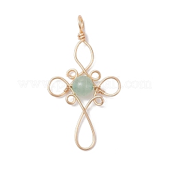 Natural Lapis Lazuli/Green Aventurine/Amethyst/Tiger Eye/Carnelian Round Copper Wire Wrapped Pendants&nbsp;PALLOY-JF03049