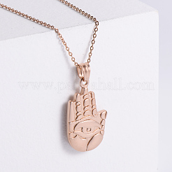 Vintage Gothic Stainless Steel Hamsa Hand Pendant Necklaces&nbsp;EA4293