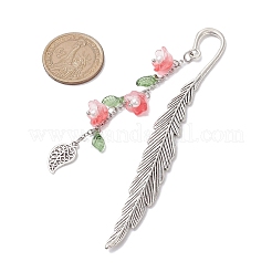 4Pcs 4 Colors Alloy Feather Bookmarks&nbsp;AJEW-TA00024