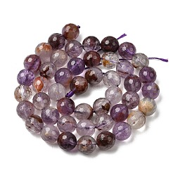 Natural Purple Phantom Quartz Purple Lodolite Quartz Round Beads Strands&nbsp;G-Z127-B01-8mm