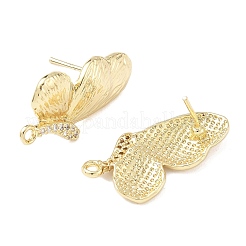 Brass Micro Pave Clear Cubic Zirconia Stud Earring Findings&nbsp;LS-KK-Z106-02G-06