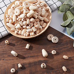 2 Bags Natural Unfinished Wood Beads Set&nbsp;WOOD-PH0001-89