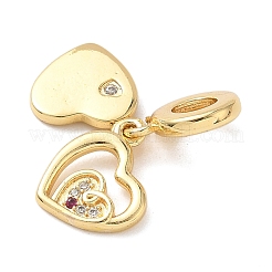 Brass Micro Pave Clear Cubic Zirconia European Dangle Charms&nbsp;KK-D502-14A-G