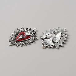 Alloy Red Enamel Pendant Rhinestone Settings&nbsp;FIND-WH0156-43E