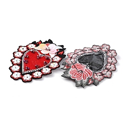 Sacred Heart with Flower Pattern Polyester Fabric Computerized Embroidery Cloth Iron on/Sew on Patches&nbsp;PATC-WH0010-17