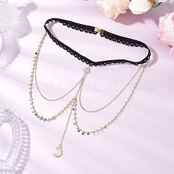 201 Stainless Steel & Brass Layered Star Sun Moon Tassel Thigh Leg Chains&nbsp;AJEW-AN00657