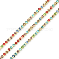 Raw(Unplated) Brass Rhinestone Strass Chains&nbsp;CHC-YW0001-03