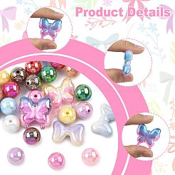 Round & Butterfly & Bowknot Acrylic & Brass Rhinestone Spacer Beads Findings Kits&nbsp;MACR-FS0002-46