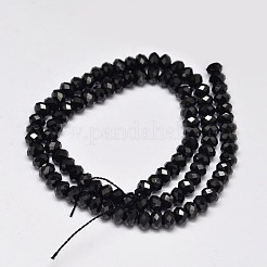 Faceted Rondelle Natural Black Spinel Bead Strands&nbsp;G-F289-42C