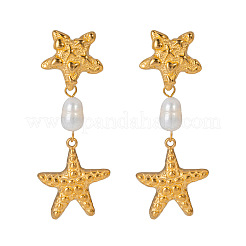 Stainless Steel Starfish Dangle Stud Earrings&nbsp;HA8788