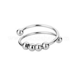 201 Stainless Steel Round Beaded Spinner Rings&nbsp;WG5F549-01