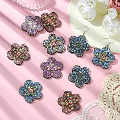 30Pcs 5 Colors Printed Natural Basswood Pendants&nbsp;WOOD-CJ0001-86