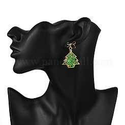 Christmas Tree Brass Dangle Stud Earrings&nbsp;EJEW-MZ00496-02