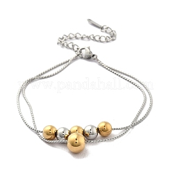 304 Stainless Steel Rolo Chain Multi-layer Bracelets for Women&nbsp;BJEW-D337-01A-GP