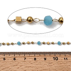 Handmade 304 Stainless Steel Glass Rondelle Link Chains&nbsp;CHS-L032-08G-01