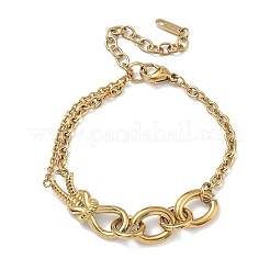 304 Stainless Steel Oval Link Bracelets&nbsp;BJEW-F533-02C-G