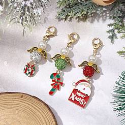 Candy Cane/Gift Box/Santa Claus Christmas Alloy Enamel Pendant Decoration&nbsp;HJEW-JM02363