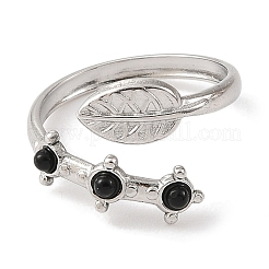 Natural Dyed & Heated Black Agate Finger Rings&nbsp;RJEW-F166-50P