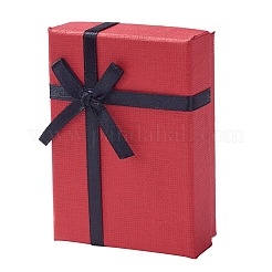 Kraft Cotton Filled Rectangle Cardboard Jewelry Set Boxes with Bowknot&nbsp;CBOX-D028-04
