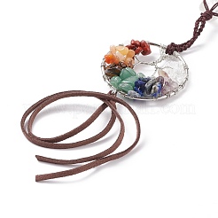 Chakra Natural Mixed Gemstone Woven Pendant Decorations&nbsp;HJEW-JM00659