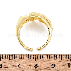 Brass Micro Pave Clear Cubic Zirconia Cuff Rings for Women&nbsp;RJEW-U043-09G