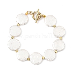 Shell Pearl & Brass Beaded Bracelets for Women&nbsp;BJEW-JB13780-01