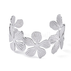 Non-Tarnish Flower 304 Stainless Steel Open Cuff Bangles for Women&nbsp;BJEW-M313-05P