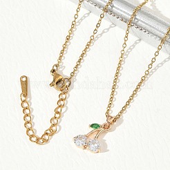 Brass & Cubic Zirconia Pendant Necklaces&nbsp;SA-CBA7E55-04G-02