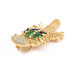 Rack Plating Brass Micro Pave Cubic Zirconia Pendants&nbsp;ZIRC-C035-01G-01