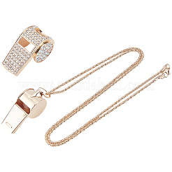 Alloy Crystal Rhinestone Whistle Pendant Necklaces&nbsp;NJEW-WH20001-24G-01