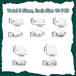 50Pcs 5 Style 316 Surgical Stainless Steel Brooch Base Settings&nbsp;STAS-UN0053-58
