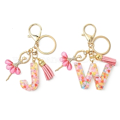 Letter A~Z Transparent Glitter Resin Pendant Keychains&nbsp;KEYC-FZ00024-21
