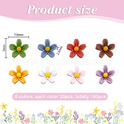 160Pcs 8 Colors Flower Resin Nail Art Cabochons&nbsp;MRMJ-HY0001-40