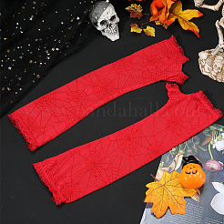 Spider Web Polyester & Spandex Long Fingerless Gloves for Women&nbsp;AJEW-WH20007-89B