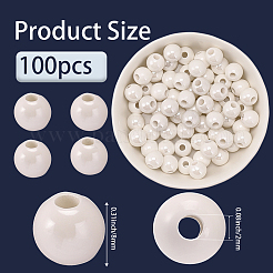 100Pcs Glazed Porcelain Round Beads&nbsp;PORC-PA0001-11