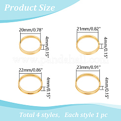 4Pcs 4 Styles Stainless Steel Grooved Finger Ring Settings&nbsp;STAS-LP0001-43G-02